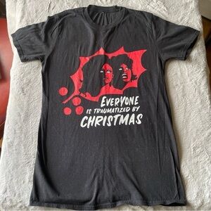 Jinxx Monsoon & Ben dela Black Graphic T-Shirt with Red and White Print Sz small